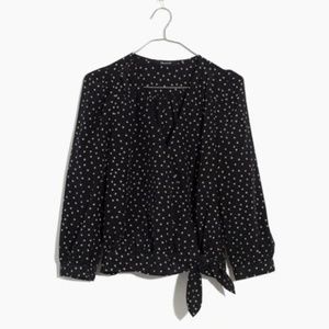 Madewell Silk Wrap Top in Star Scatter